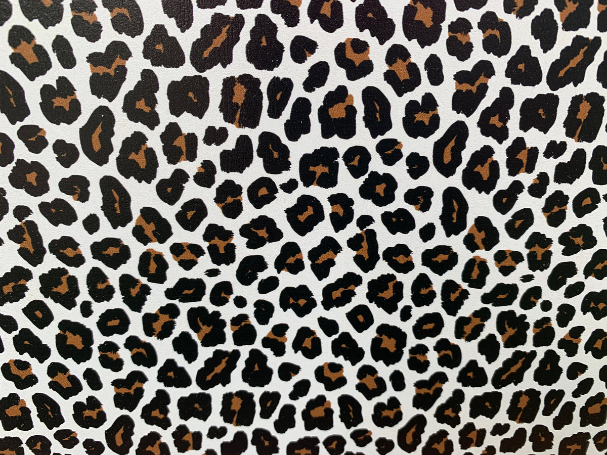 PatternPly® Full Coverage Black, White, and Brown Leopard sheet showing the pattern