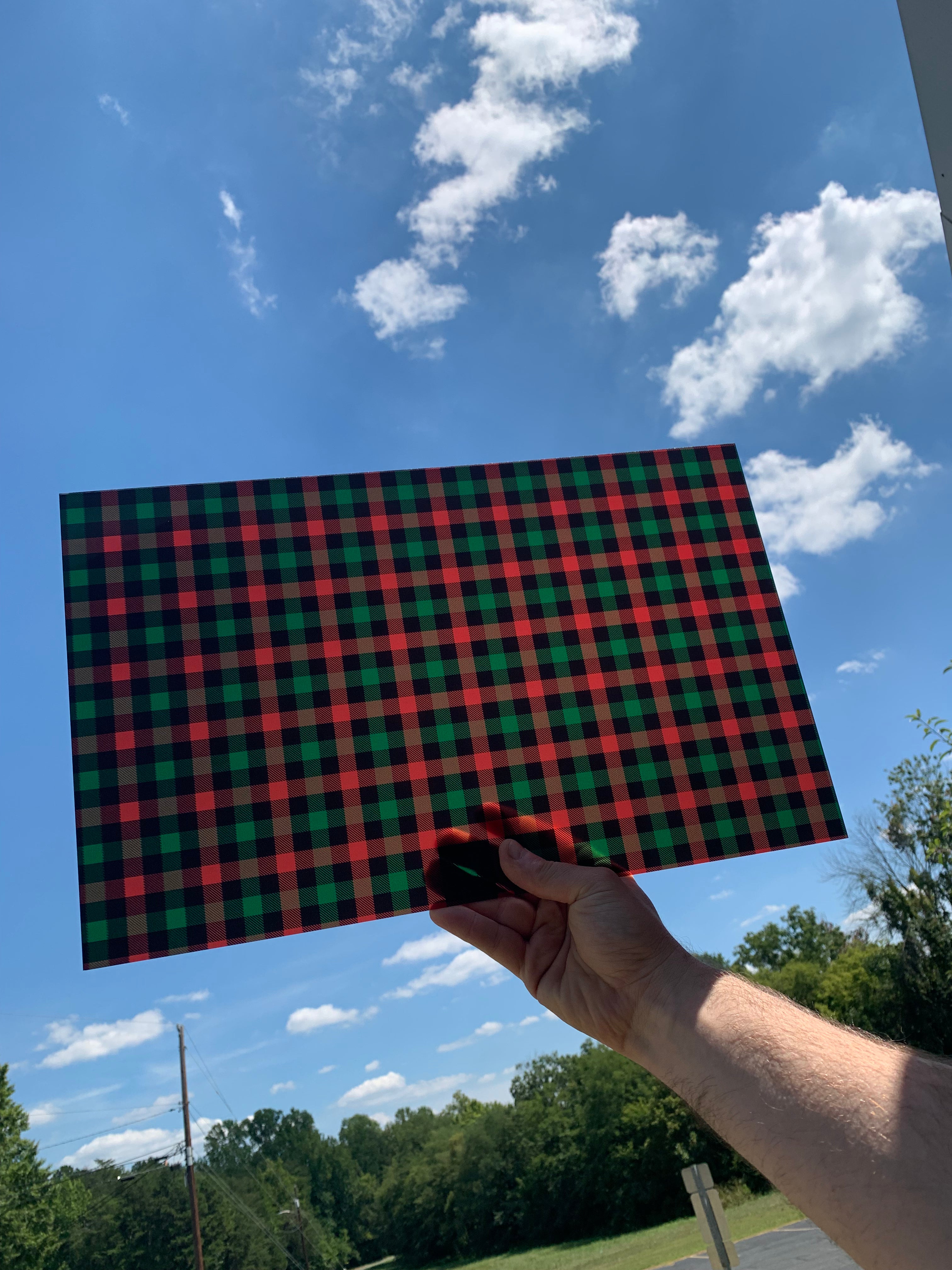 PatternPly® Transparent Christmas Plaid sheet showing the pattern