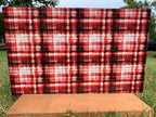 PatternPly® Full Coverage Bloody Plaid sheet showing the pattern