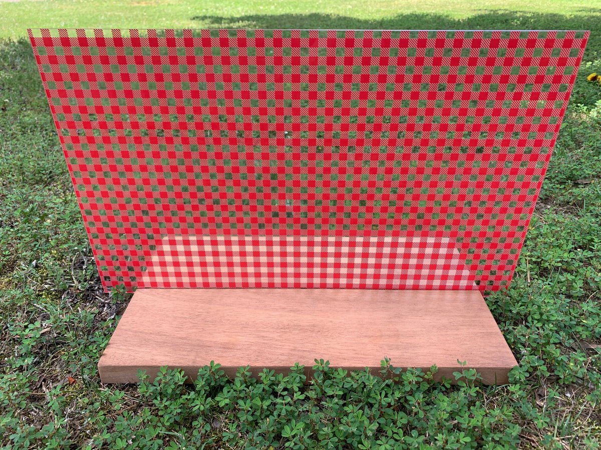 PatternPly® Scattered Red Plaid sheet showing the pattern