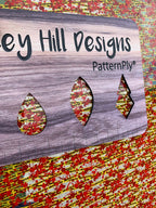 PatternPly® Scattered Micro Blood Splatter+ Crime Scene Tape sheet showing the pattern