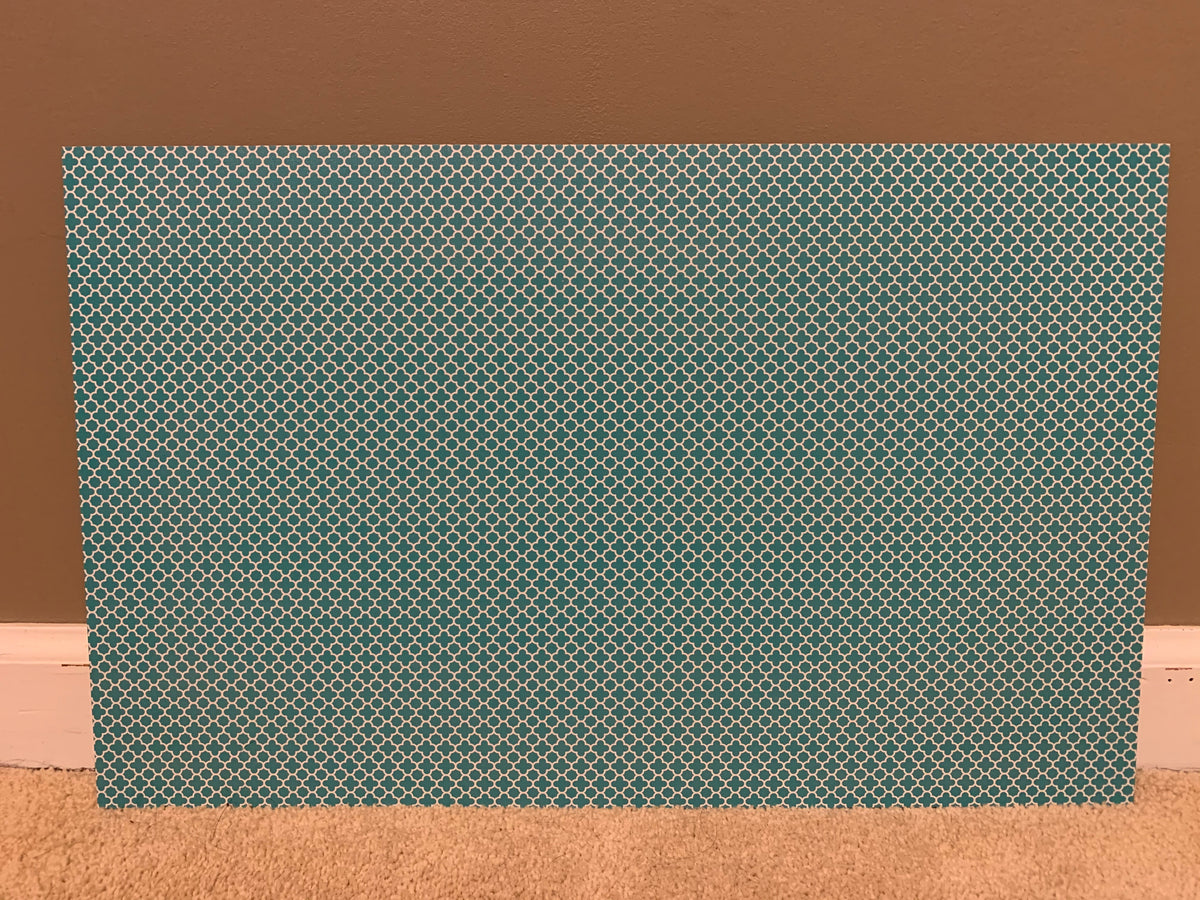PatternPly® Full Coverage Teal Quatrefoil sheet showing the pattern