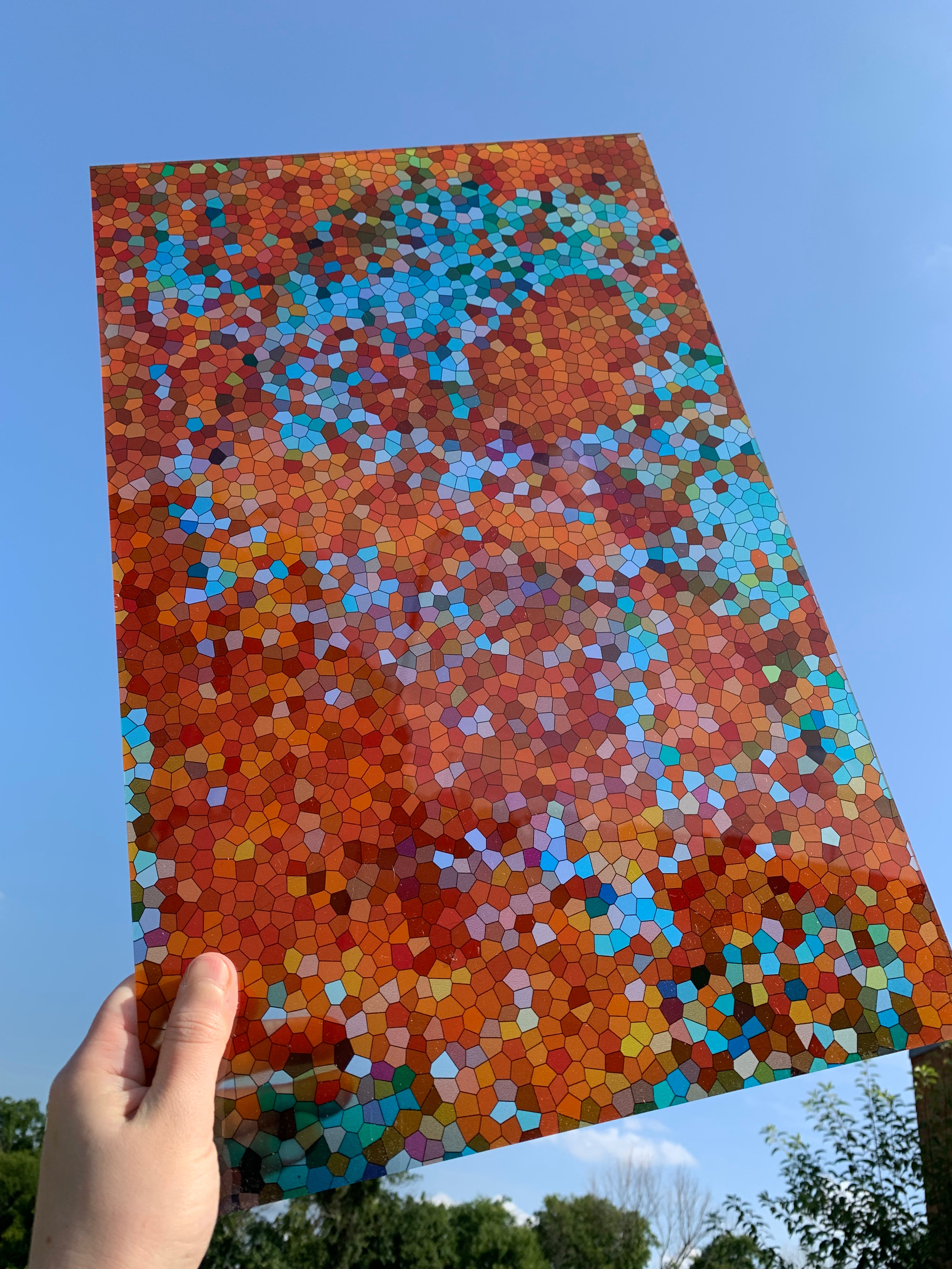 PatternPly® Transparent Copper Stained Glass sheet showing the pattern