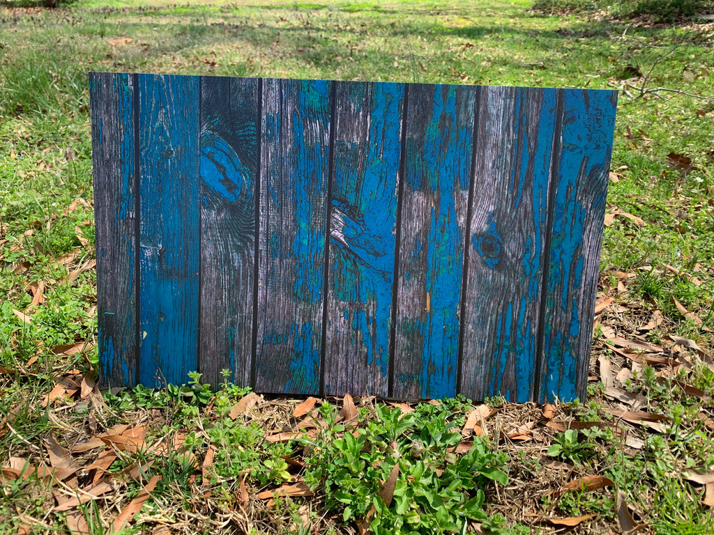 PatternPly® Full Coverage Blue Rustic sheet showing the pattern