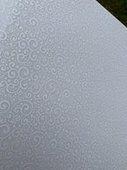 PatternPly® Smoke and Mirrors WHITE, Christmas Scrolls sheet showing the pattern