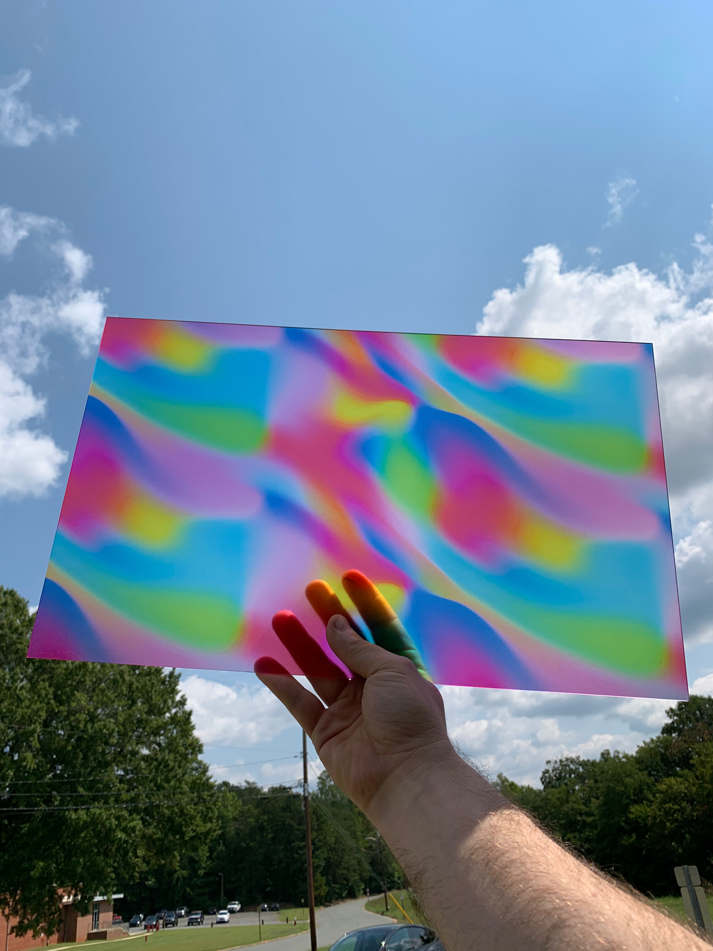 PatternPly® Transparent Air Brush Rainbow sheet showing the pattern