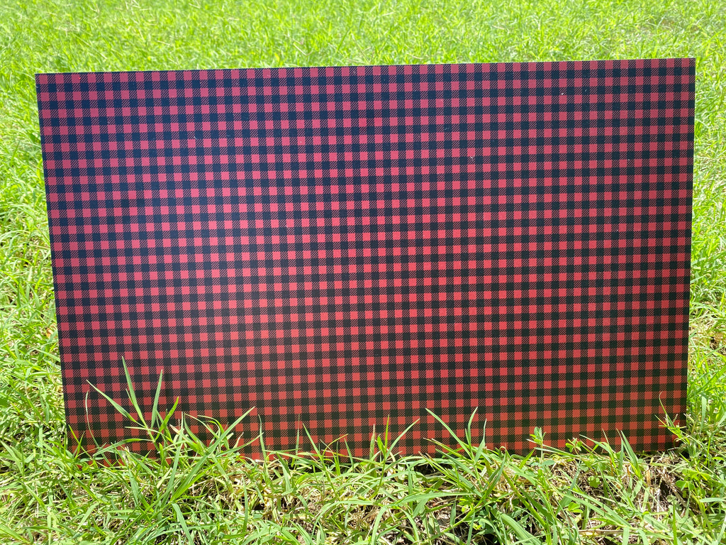 PatternPly® Full Coverage Buffalo Plaid sheet showing the pattern