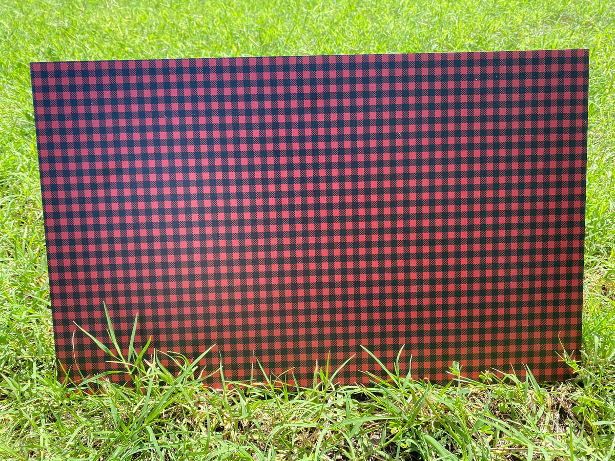 PatternPly® Full Coverage Buffalo Plaid sheet showing the pattern