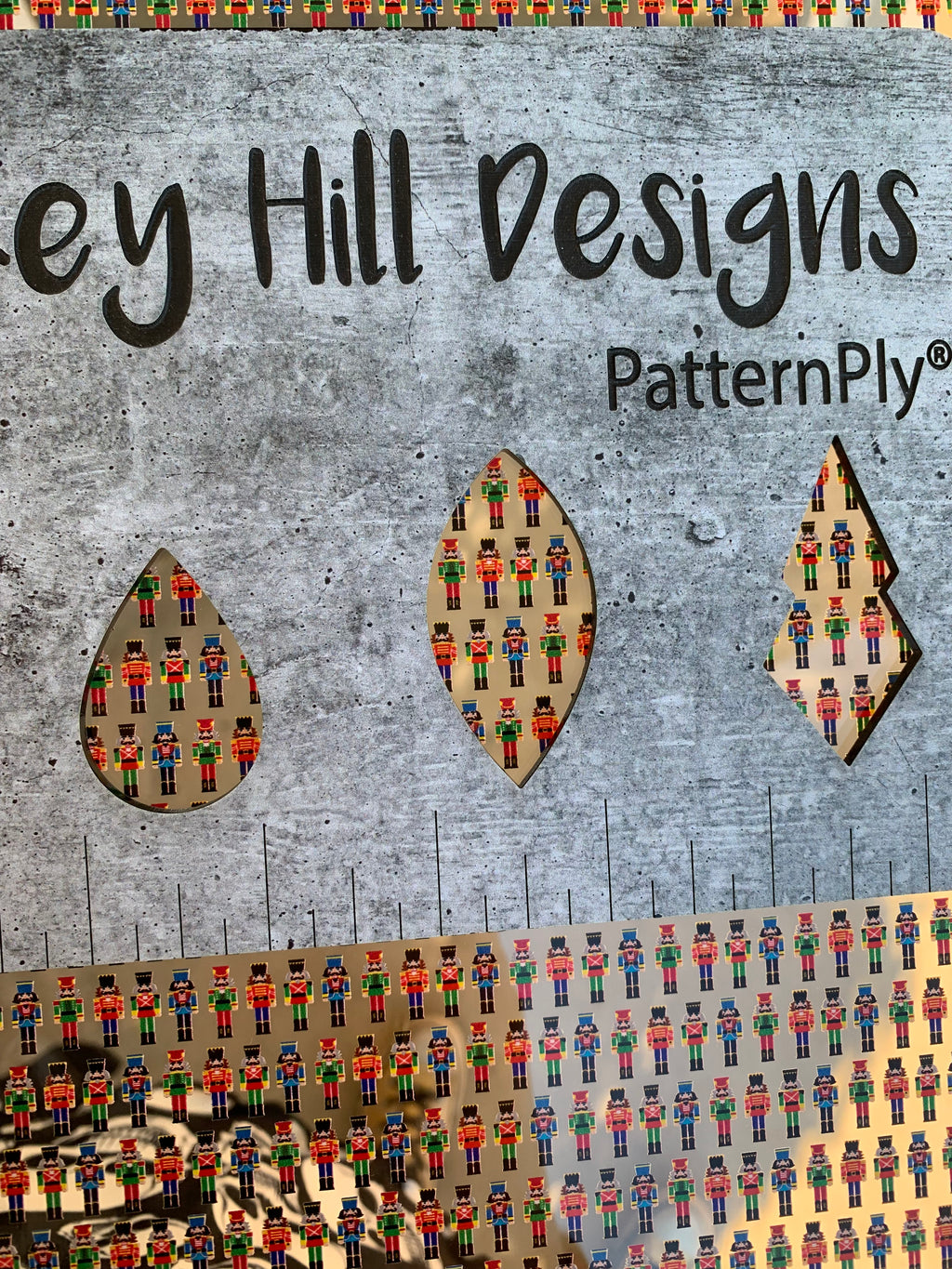 PatternPly® Scattered Assorted Nutcrackers sheet showing the pattern