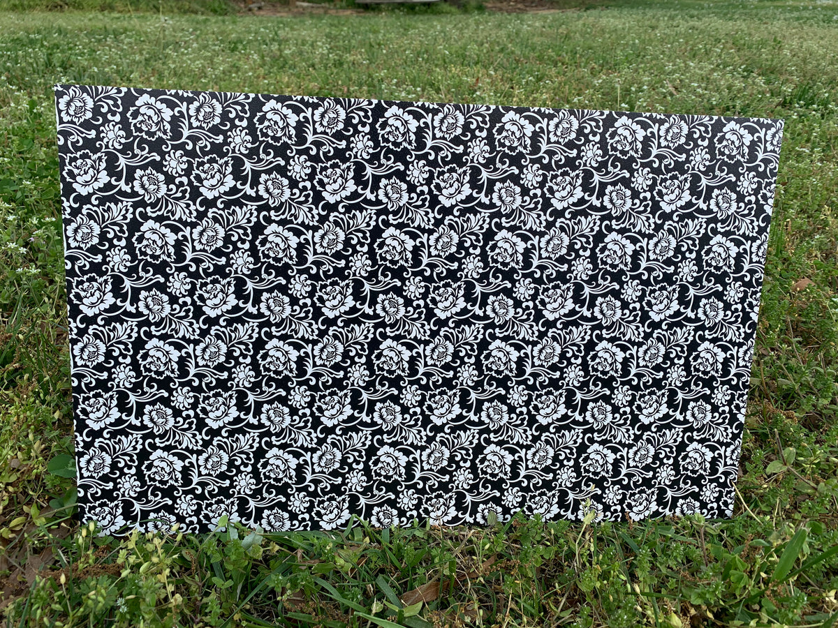 PatternPly® Full Coverage Black and White Filigree sheet showing the pattern