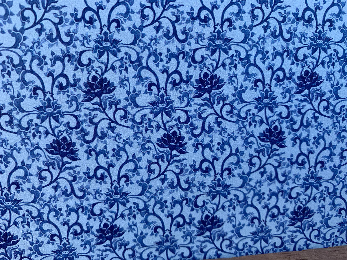 PatternPly® Full Coverage Micro Antique Blue China sheet showing the pattern