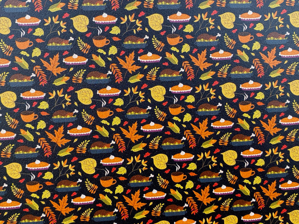 PatternPly® Full Coverage Black Mini Thanksgiving sheet showing the pattern