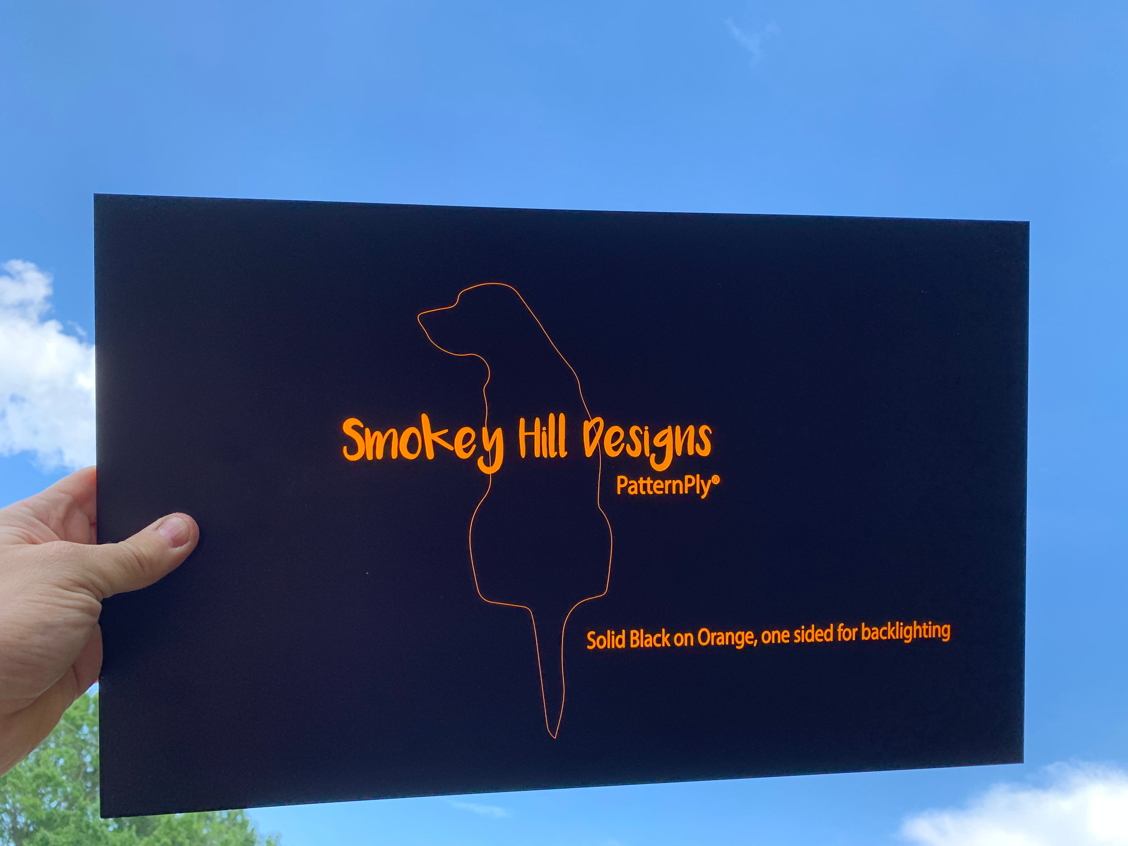 PatternPly® Acrylic Solid Black on Orange (Amber), one sided for backlighting sheet