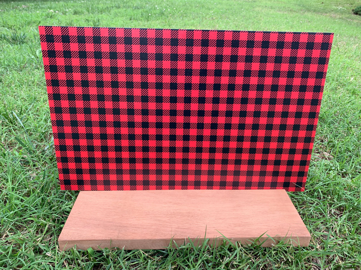 PatternPly® Full Coverage XL Buffalo Plaid sheet showing the pattern