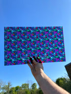 PatternPly® Transparent Blue, Teal, and Purple Alcohol Ink sheet showing the pattern