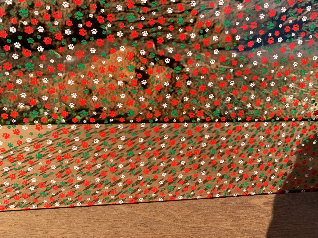 PatternPly® Scattered Red, White, Green Pawprints product photo 3