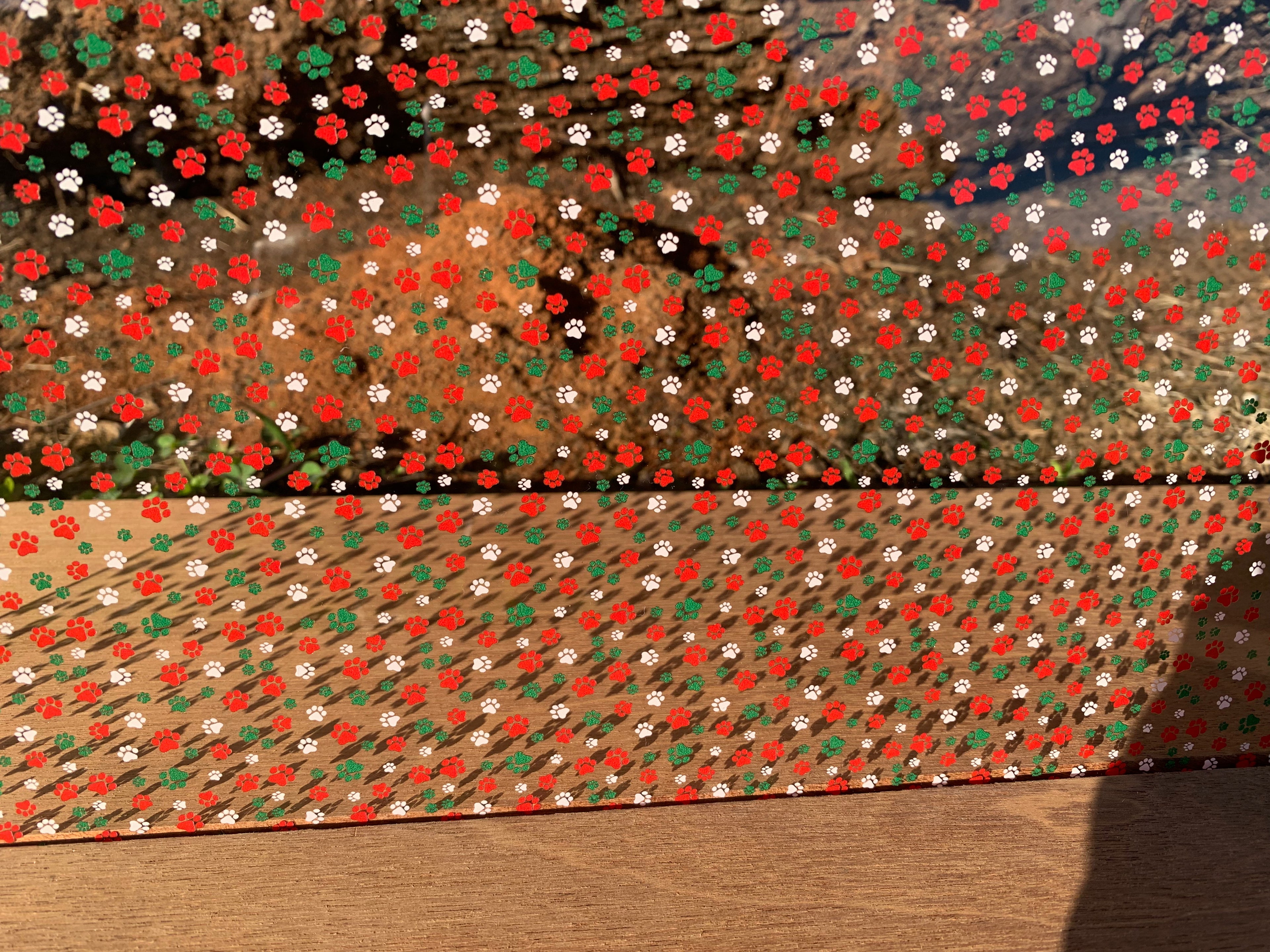 PatternPly® Scattered Red, White, Green Pawprints product photo 3