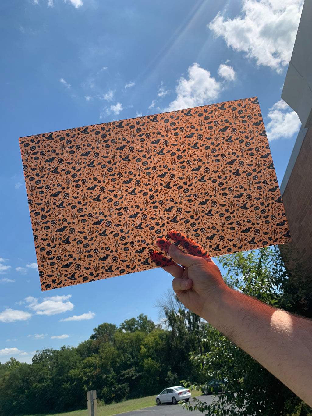 PatternPly® Transparent Orange Halloween sheet showing the pattern