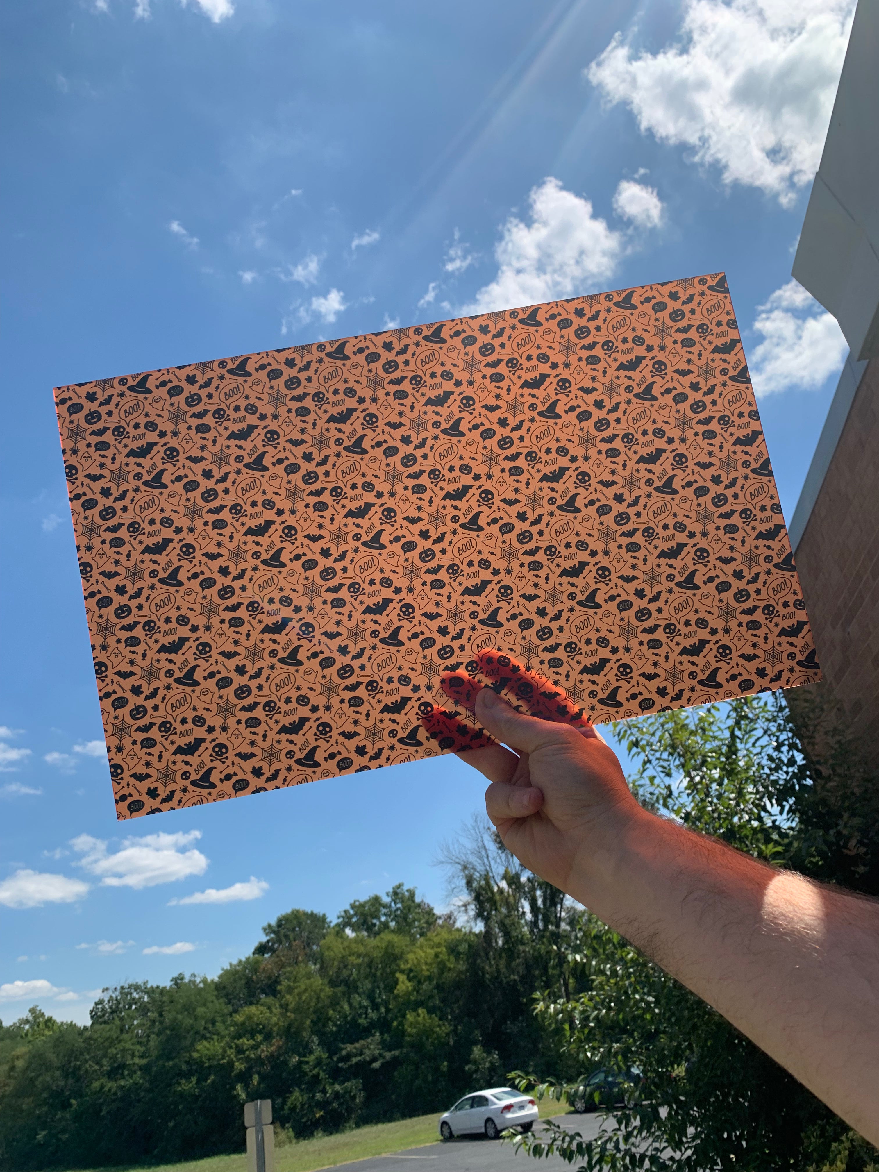 PatternPly® Transparent Orange Halloween sheet showing the pattern
