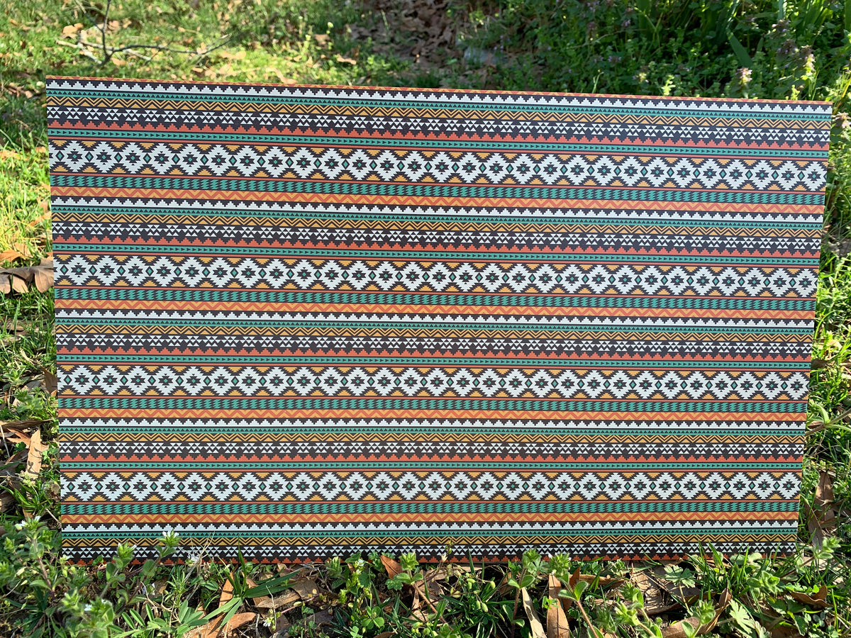 PatternPly® Full Coverage Aztec Orange sheet showing the pattern