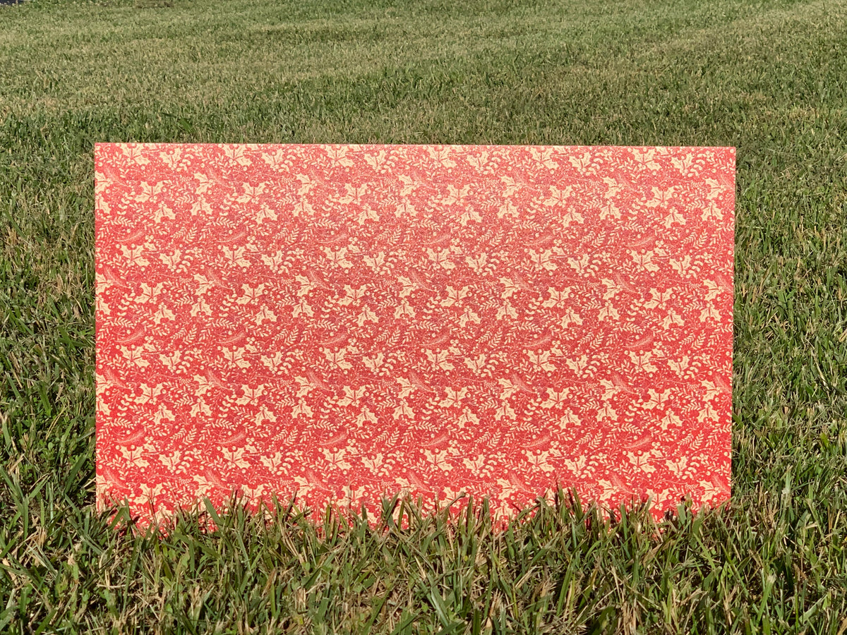 PatternPly® Full Coverage Red and Gold Holly sheet showing the pattern