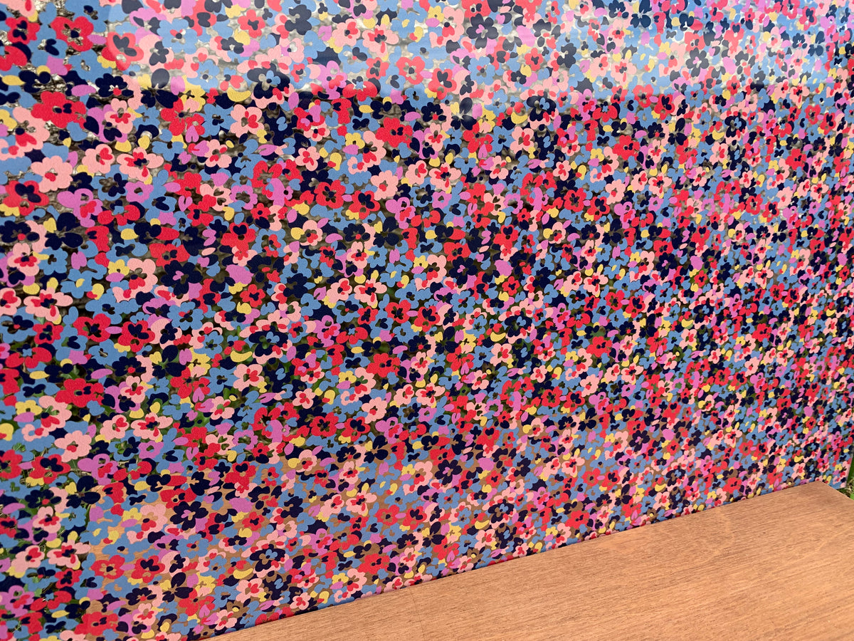 PatternPly® Scattered Rainbow Floral sheet showing the pattern