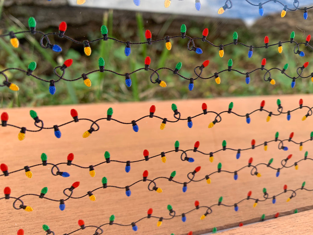 PatternPly® Scattered Christmas Lights sheet showing the pattern