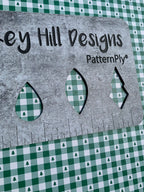 PatternPly® Full Coverage Green Christmas Tree Buffalo Plaid sheet showing the pattern