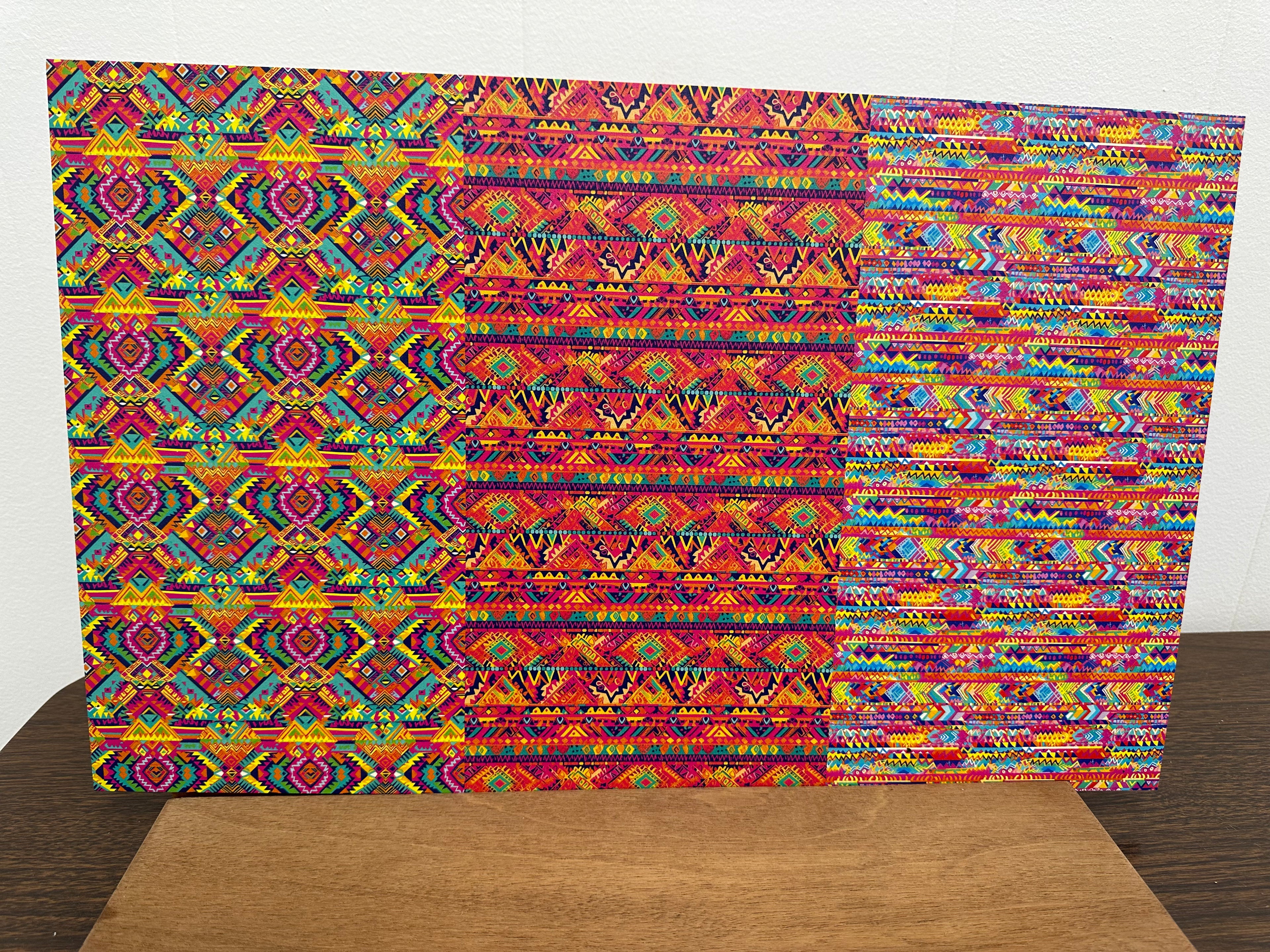 PatternPly® Full Coverage Bright Aztec Trio sheet showing the pattern