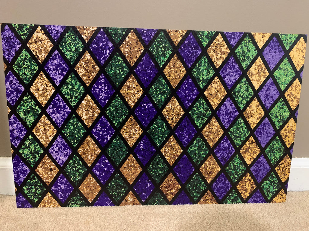 PatternPly® Full Coverage Mardi Gras Diamonds sheet showing the pattern