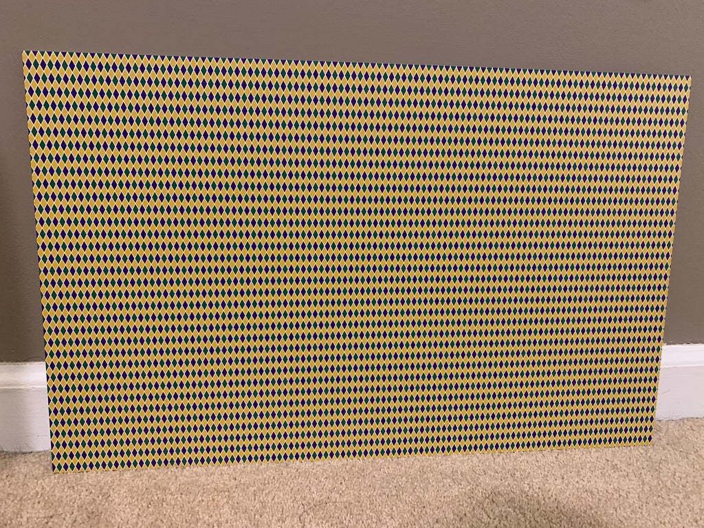 PatternPly® Full Coverage Mini Mardi Gras Diamonds sheet showing the pattern