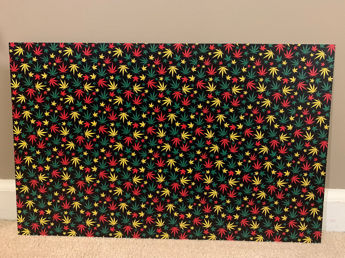 PatternPly® Full Coverage Rainbow Marijuana sheet showing the pattern