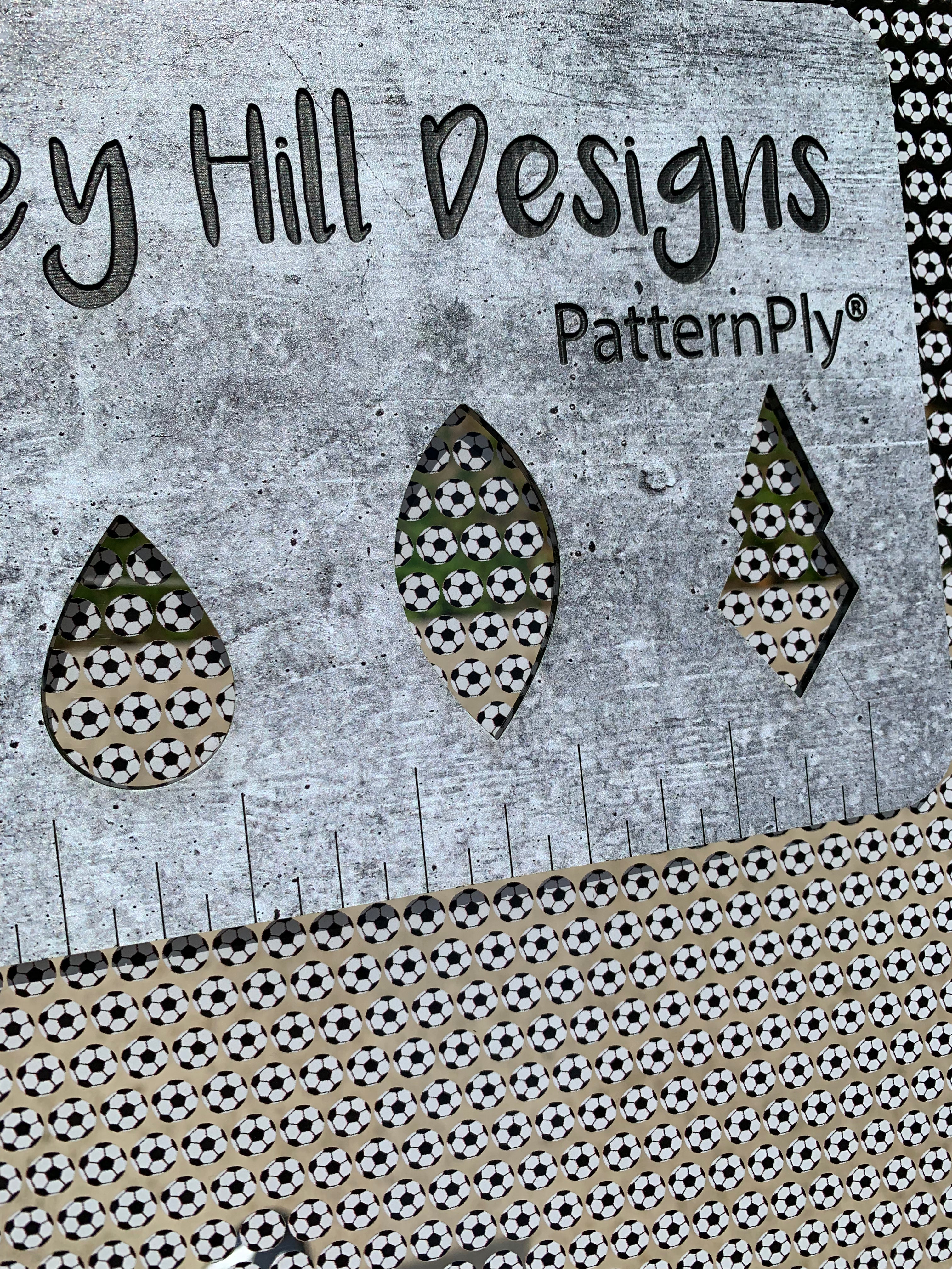 PatternPly® Scattered Micro Soccer Balls sheet showing the pattern