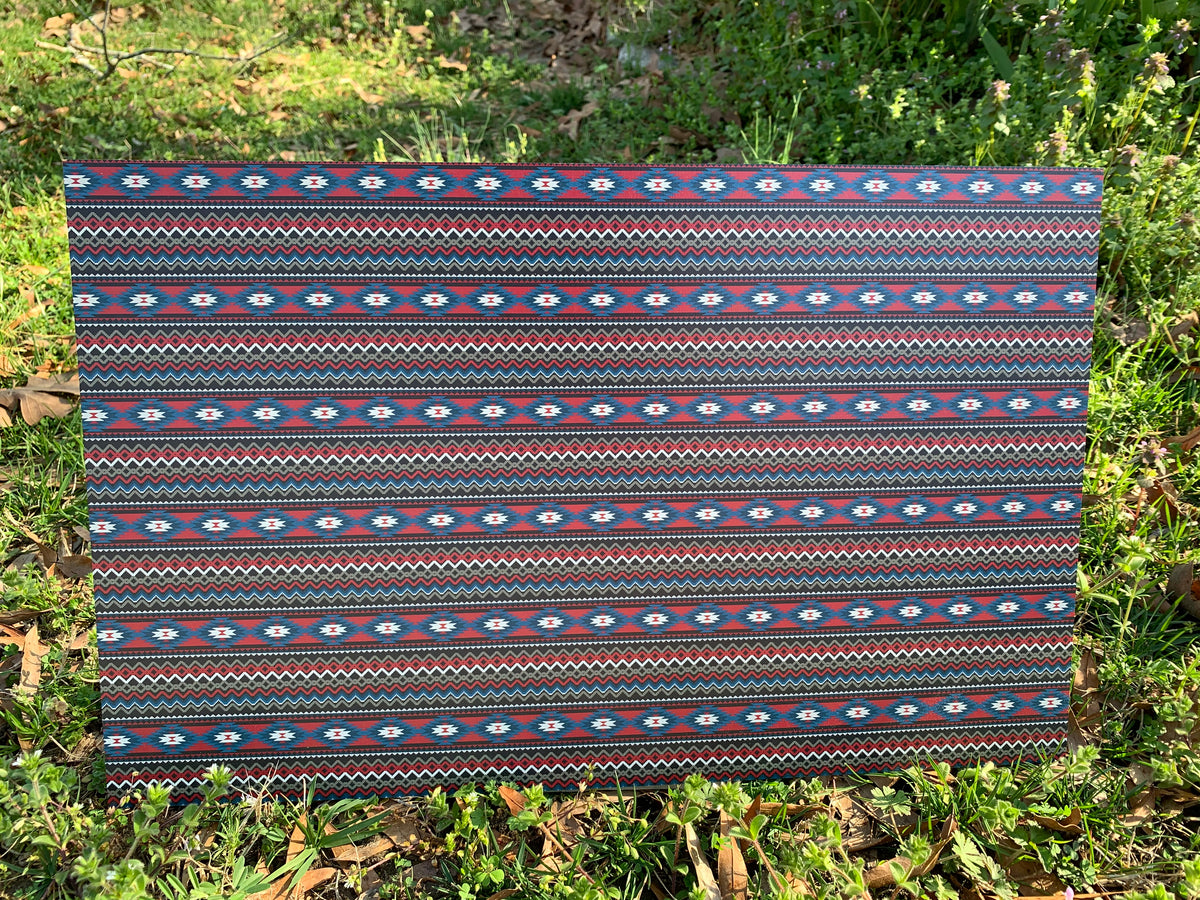 PatternPly® Full Coverage Aztec Blue sheet showing the pattern