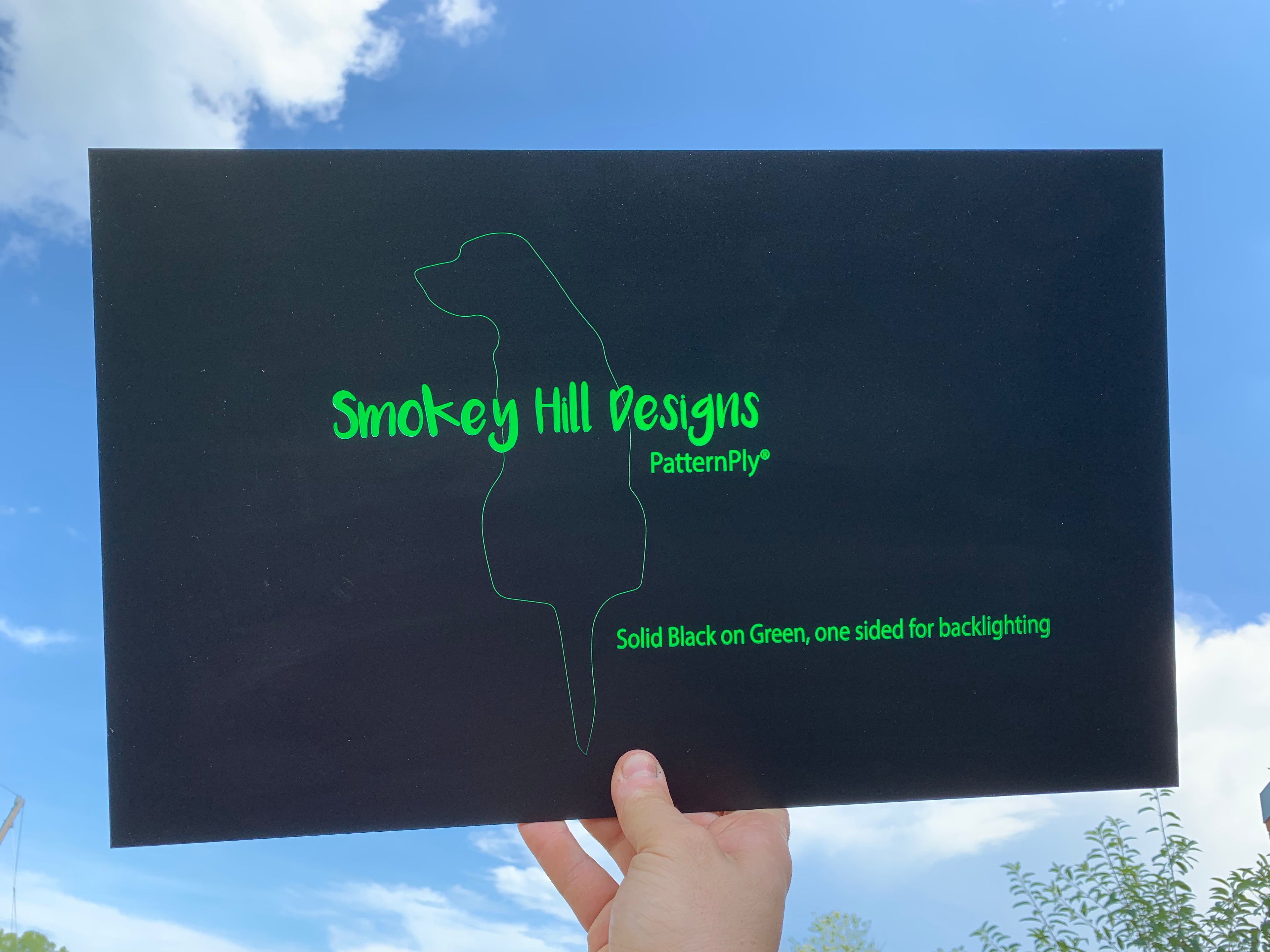 PatternPly® Acrylic Solid Black on Green, one sided for backlighting sheet
