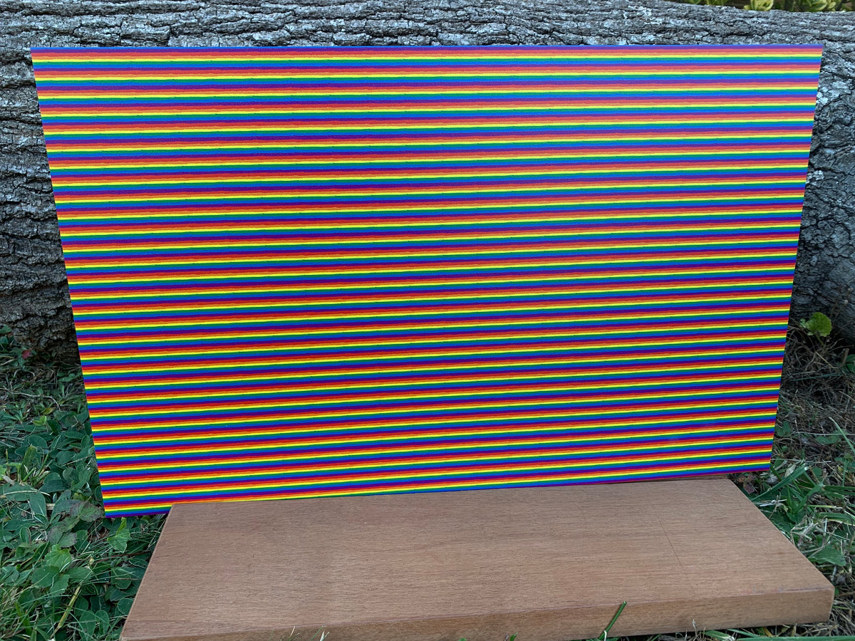 PatternPly® Full Coverage Micro Rainbow Stripes sheet showing the pattern