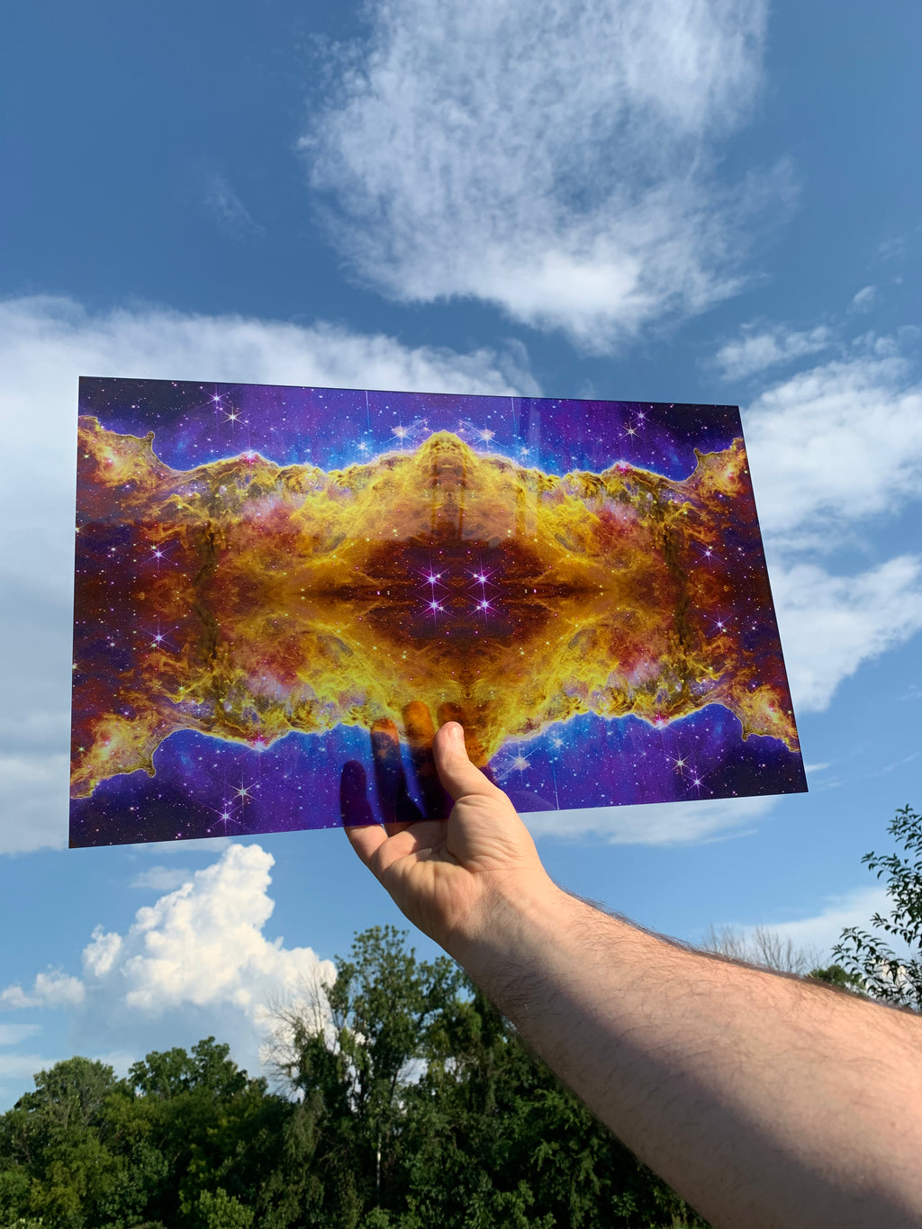 PatternPly® Transparent Mini Golden Cosmic Cliffs sheet showing the pattern