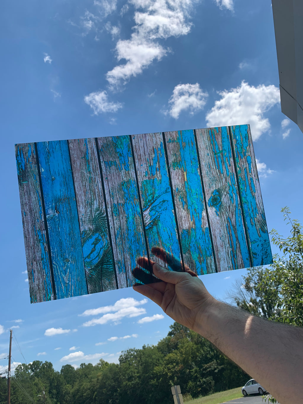 PatternPly® Transparent Blue Rustic sheet showing the pattern