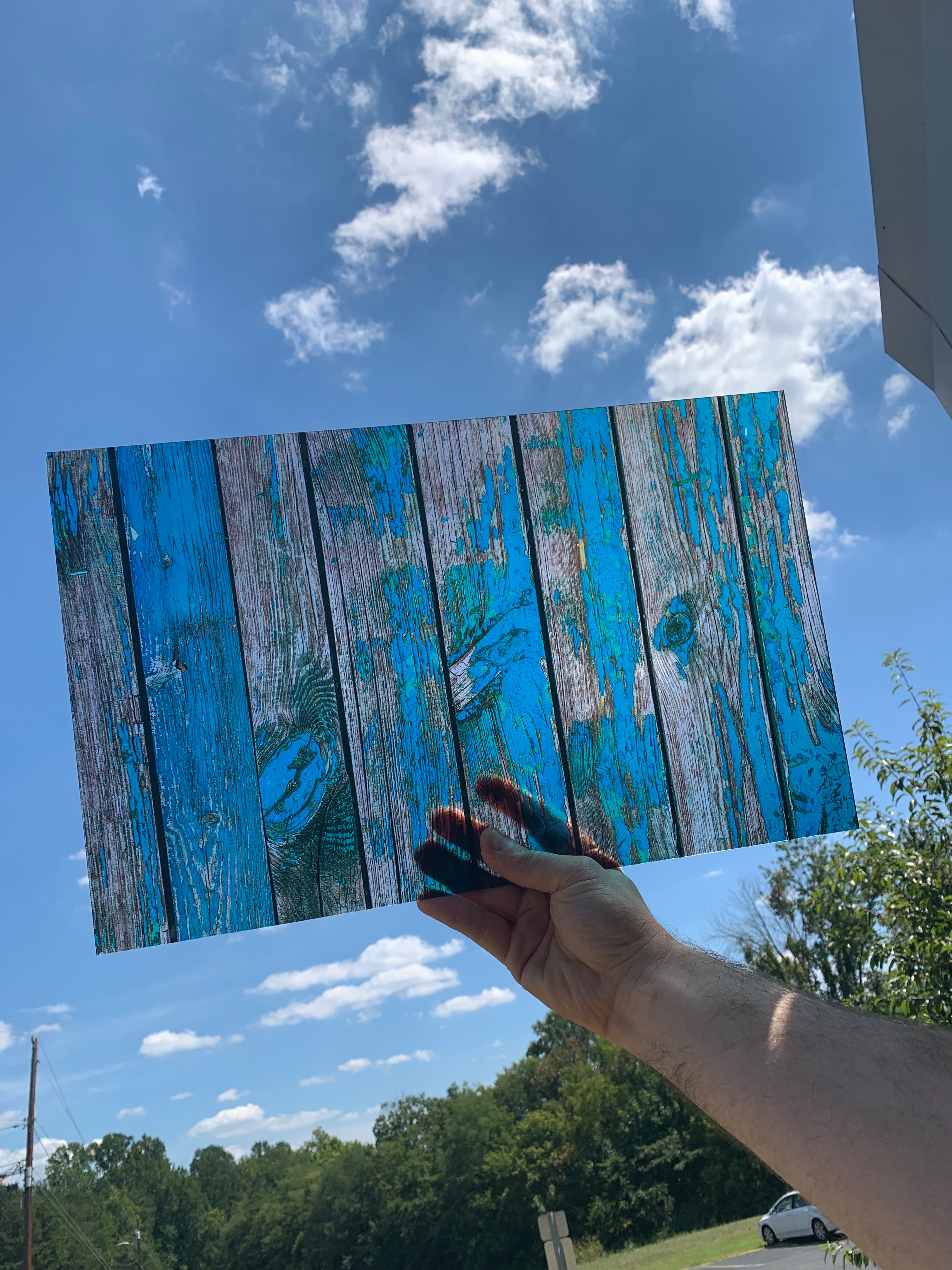 PatternPly® Transparent Blue Rustic sheet showing the pattern