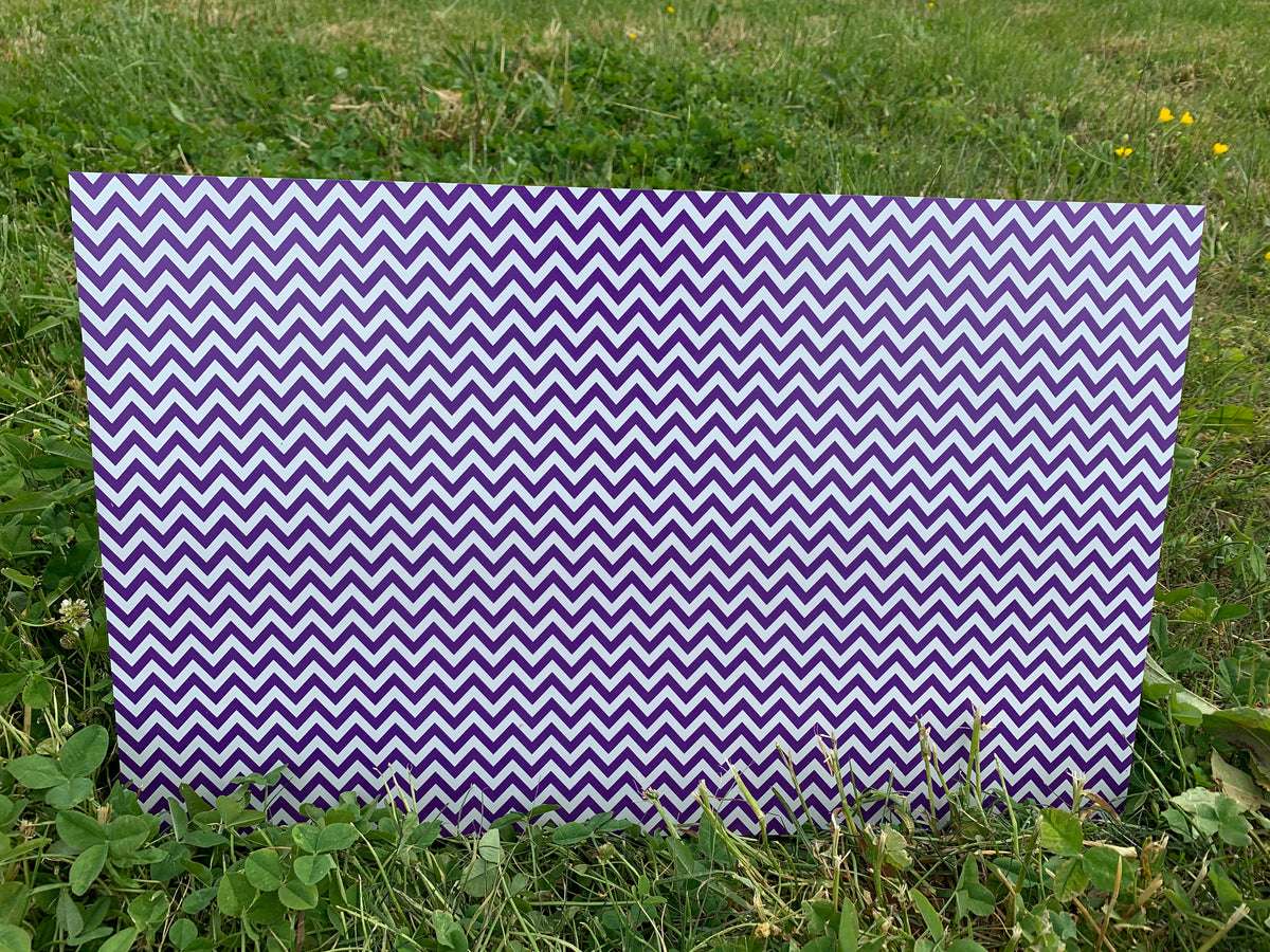 PatternPly® Full Coverage Purple and White Chevron sheet showing the pattern