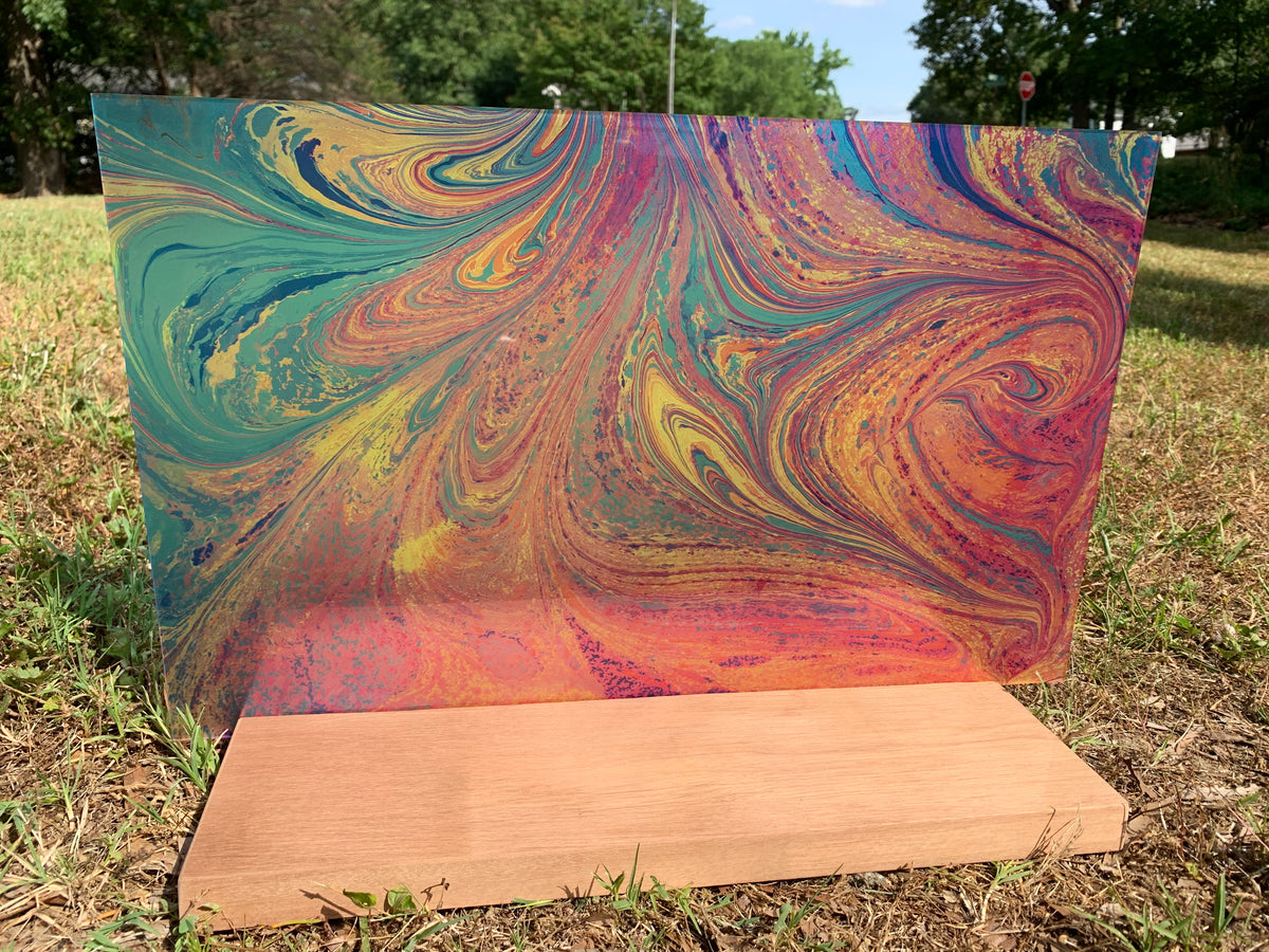 PatternPly® Transparent Pink and Blue Paint Pour sheet showing the pattern