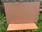 PatternPly® Full Coverage Orange and Cream Buffalo Plaid sheet showing the pattern