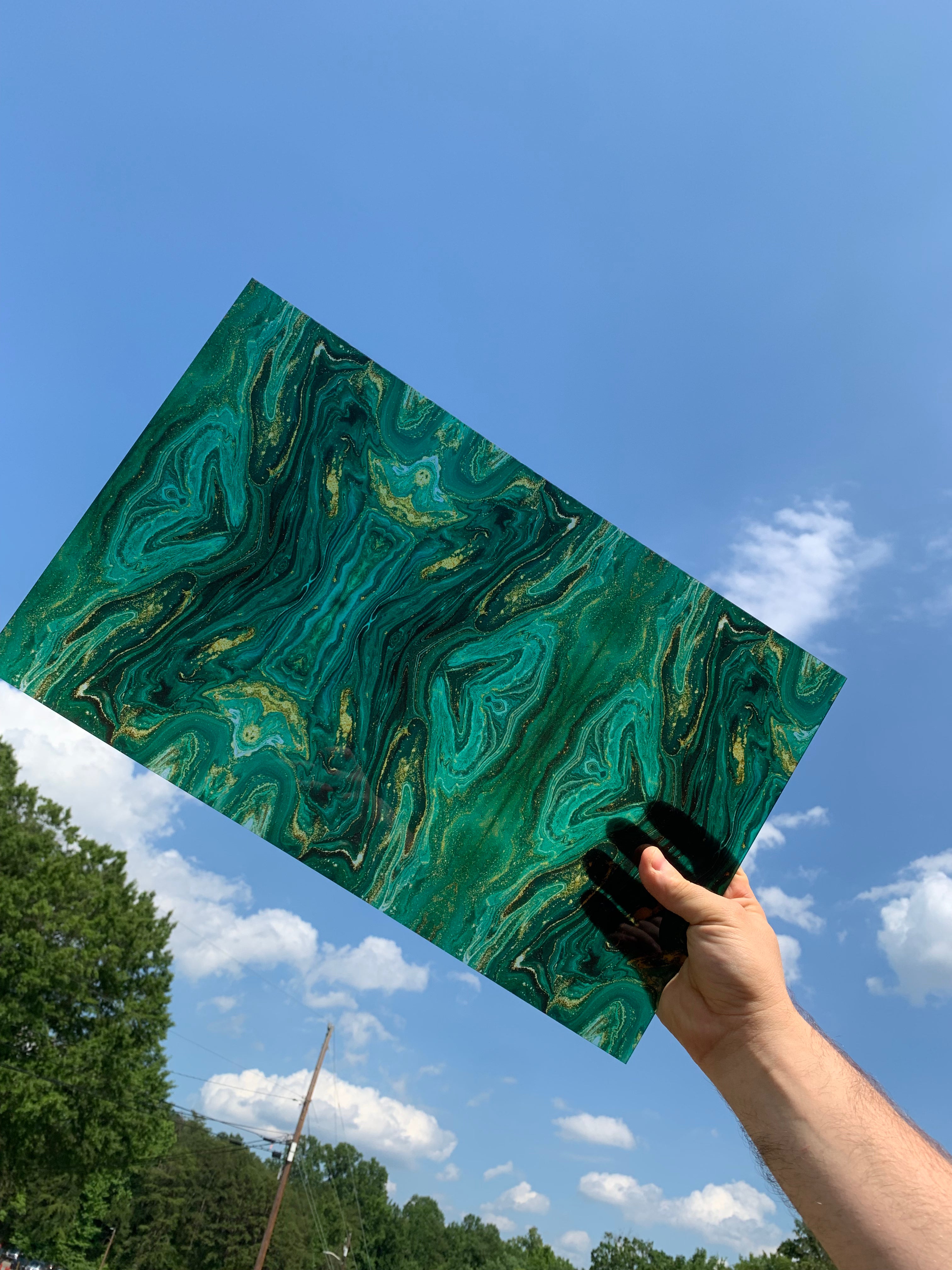 PatternPly® Transparent Mini Emerald Swirl sheet showing the pattern