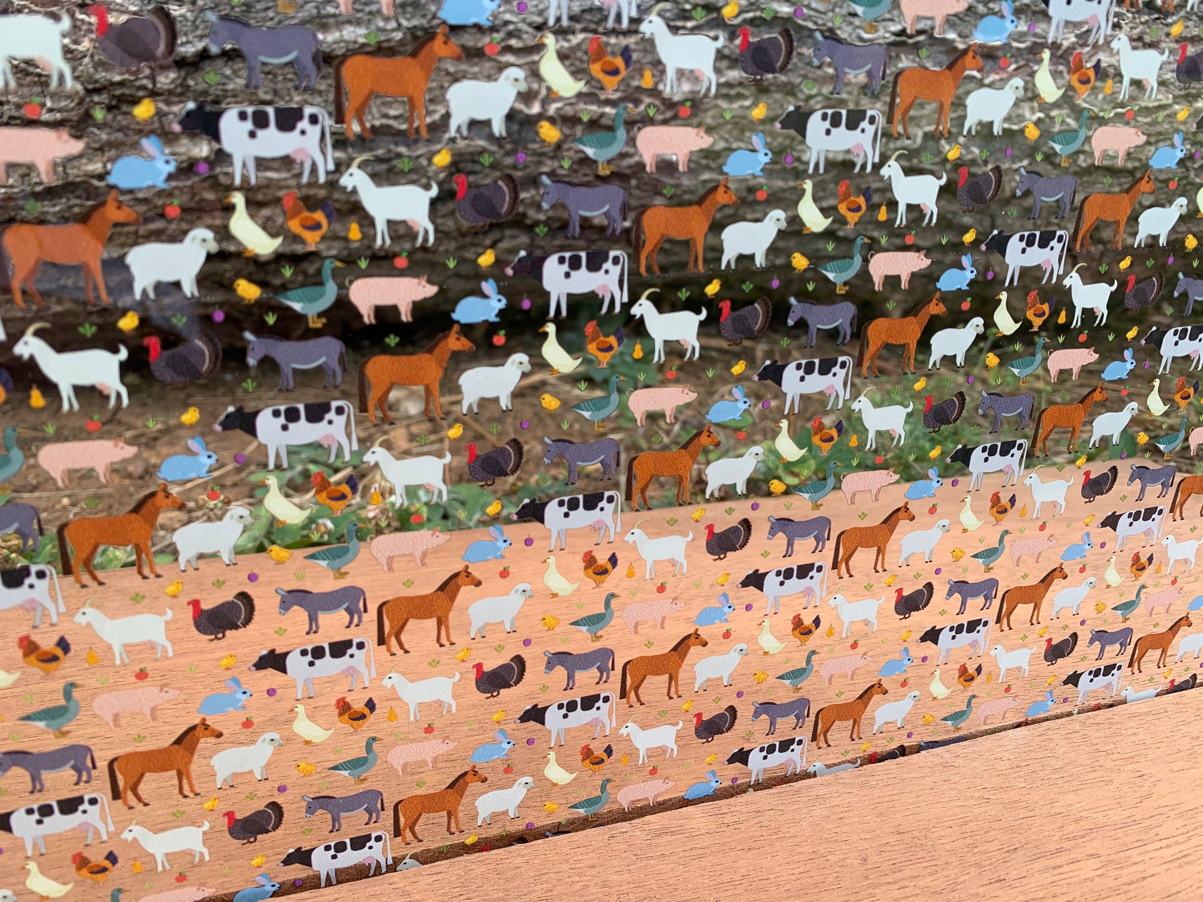 PatternPly® Scattered Farm Animals sheet showing the pattern