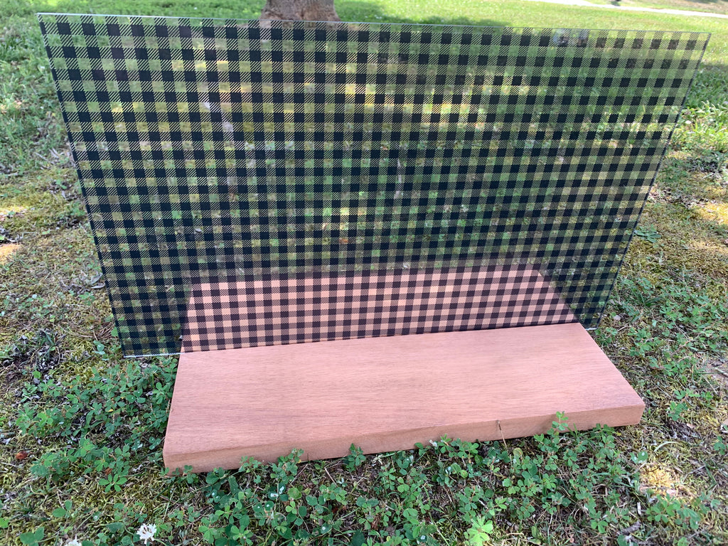 PatternPly® Transparent Black Plaid sheet showing the pattern