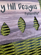 PatternPly® Acrylic Textured Micro Crime Scene Tape on Black sheet showing the pattern