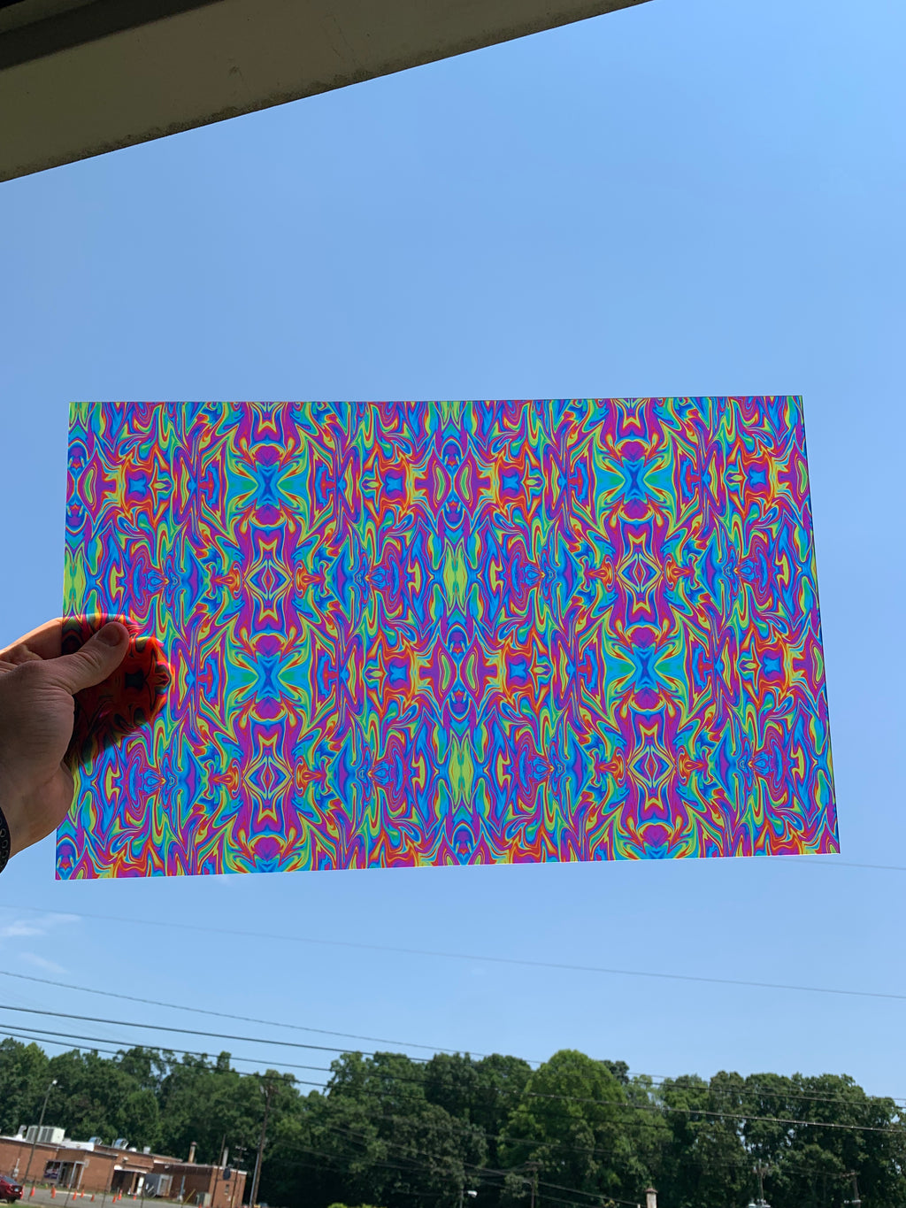 PatternPly® Transparent Micro Groovy Rainbow sheet showing the pattern