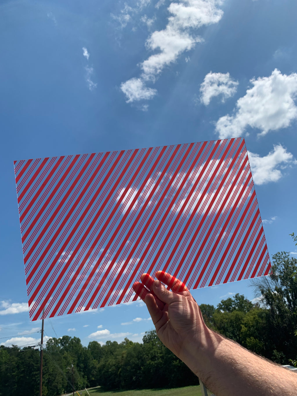 PatternPly® Transparent Red Candy Cane sheet showing the pattern