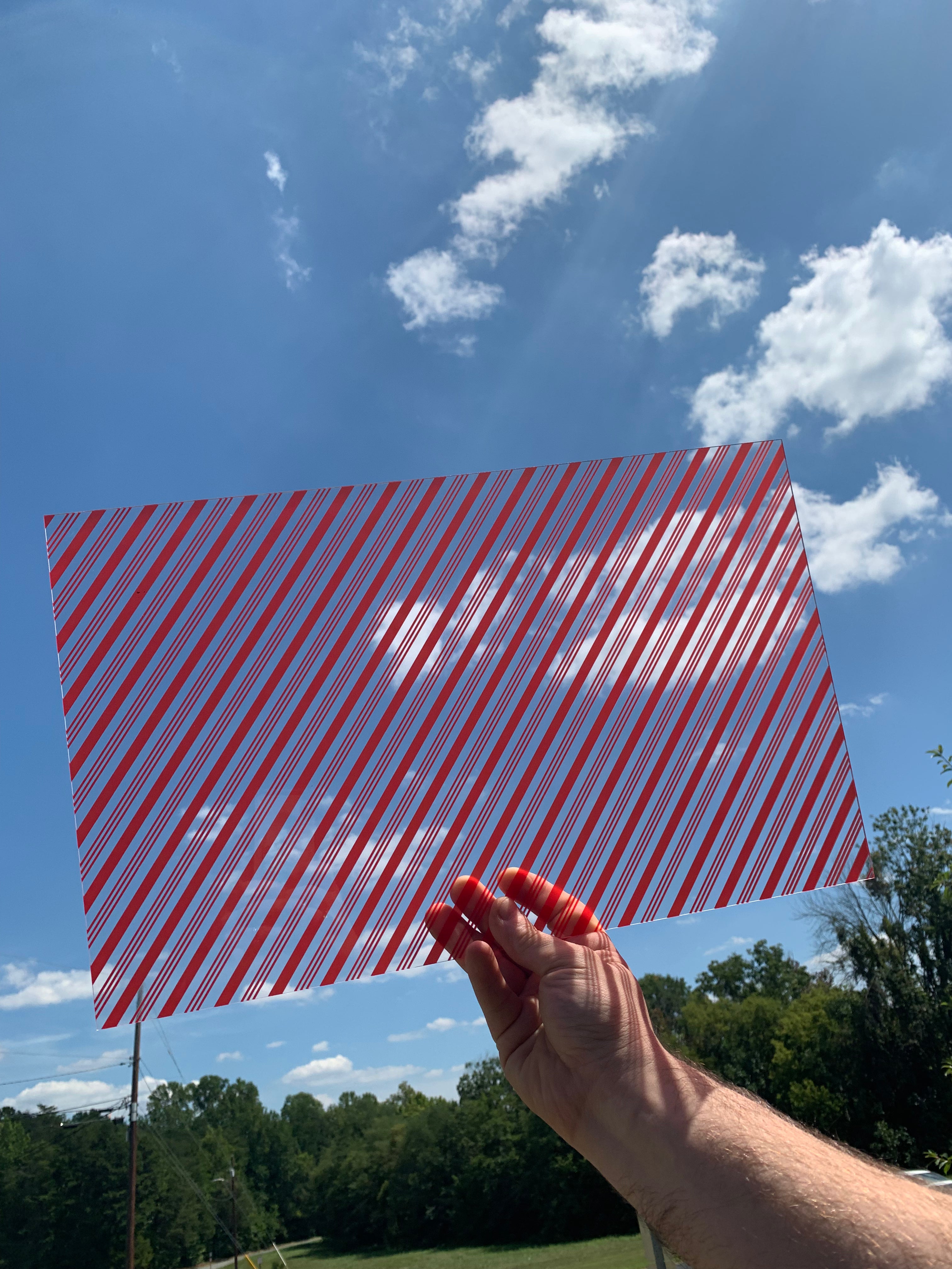 PatternPly® Transparent Red Candy Cane sheet showing the pattern