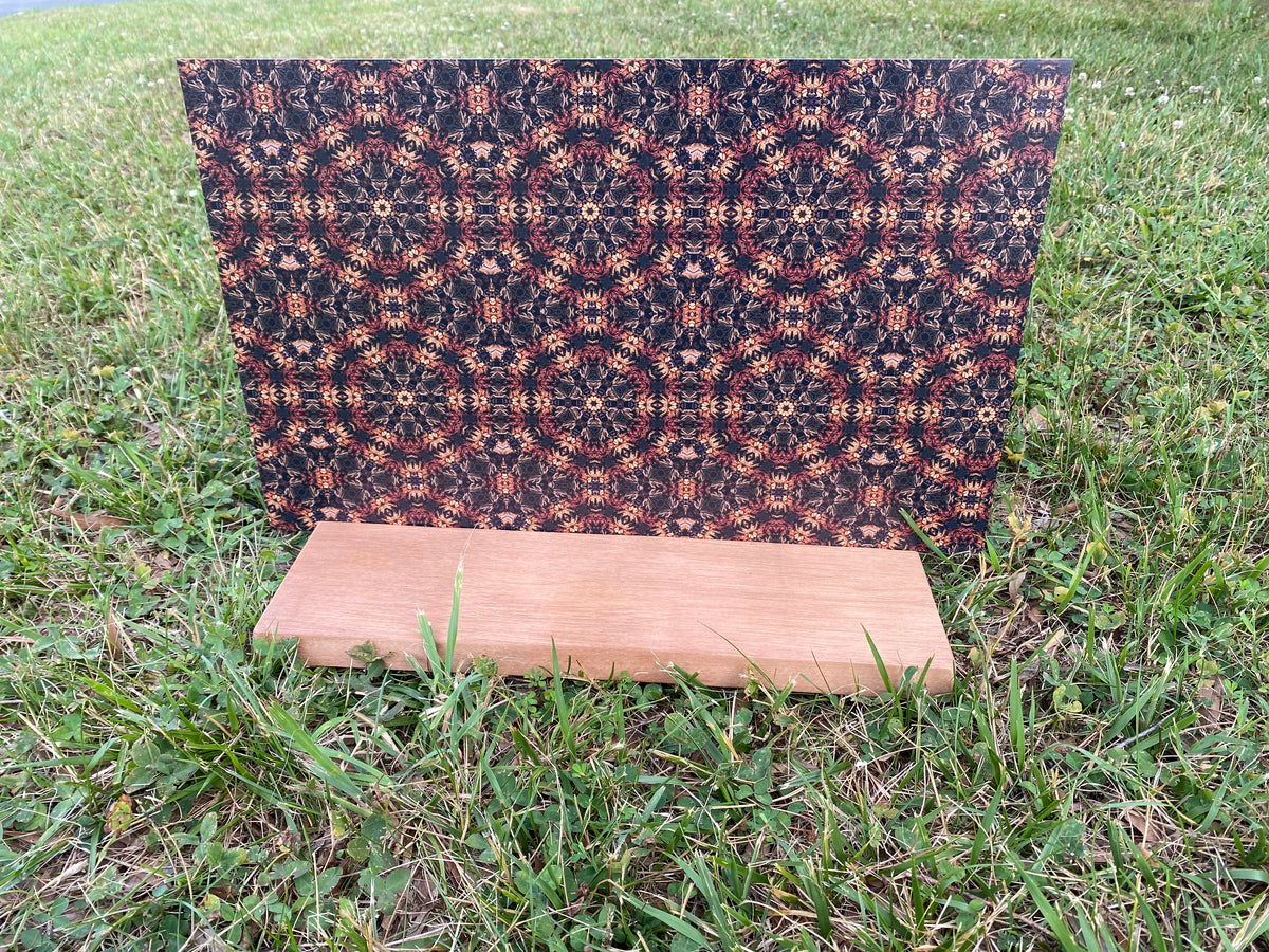 PatternPly® Full Coverage Black and Brown Kaleidoscope sheet showing the pattern
